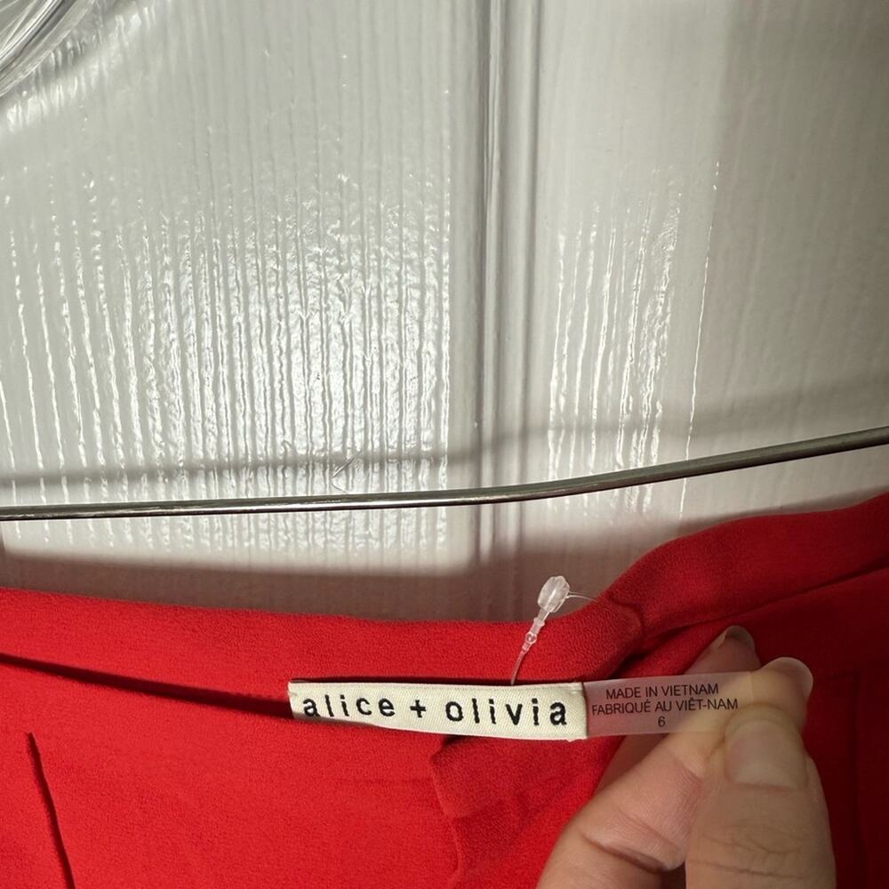 Alice + Olivia Dylan High Rise Wide Leg Pants in Poppy Red 6 - Picture 8 of 9